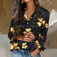 thumbnail image 3 of Craaazy Women's Shamrock Graphic St. Patrick's Day Printed Casual Long Sleeve Loose Button Turndown Collar Shirt Gifts, 3 of 5