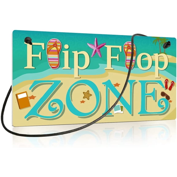 Swimming Pool Sign, Outdoor Pool Decor, 10x5 Inches PVC Hanging Wall Plaque - Flip Flop Zone