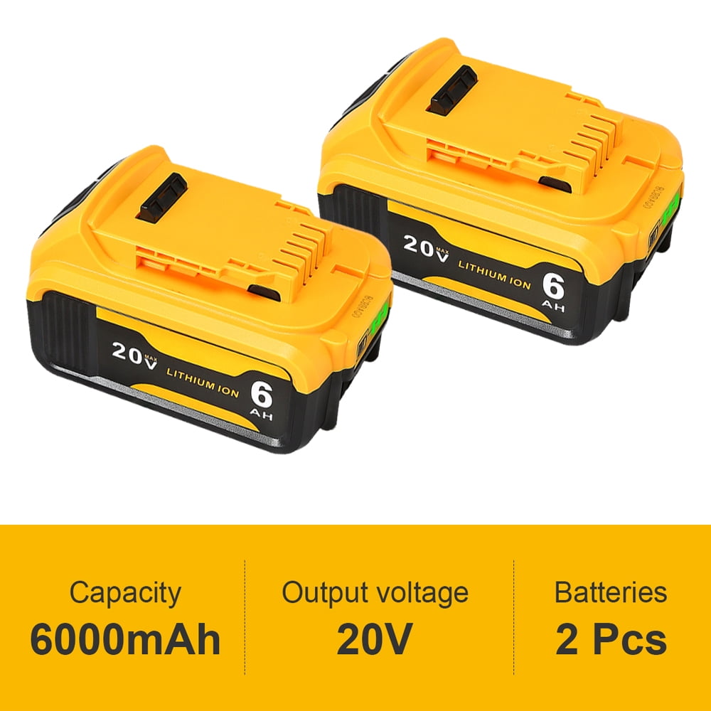 2 Pack For DeWalt 20V 20 Volt Max XR 6.0AH Lithium Ion Battery DCB206-2 DCB205-2 