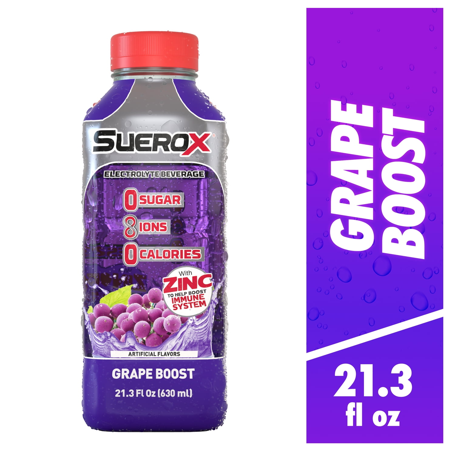Suerox Grape Boost Electrolyte Beverage 21.3 oz, Regular Size, 1