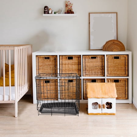 LOLIPPYY 1Set Foldable Dog Metal Kennel Black Pet Cage with Convenient Assembly and Safe Durable Iron Wire