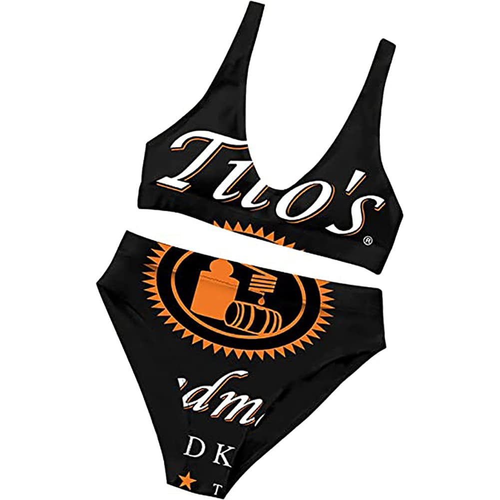 Women's Crop Top High Waist Cheeky Bikini Set Tito's Vodka Two Piece