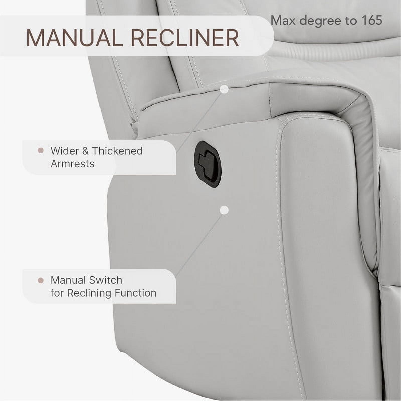 CHITA Recliner Chair for Adults Swivel Rocker Recliner for Living Room Faux Leather Home Theater Seating, White