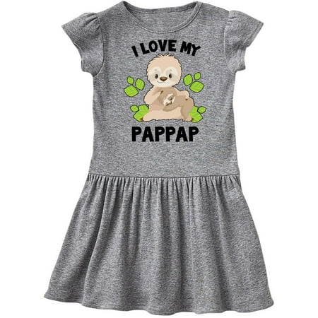 

Inktastic Cute Sloth I Love My Pappap with Green Leaves Gift Toddler Girl Dress