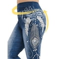 thumbnail image 4 of DYMADE Women Imitation Denim Elastic Waist Printed Leggings, 4 of 4