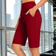 thumbnail image 5 of Vibrex Women's 5" Yoga Capris No Front Seam High Stretch Tight Leggings for Gym Running Workout,Coffee_XL, 5 of 9
