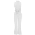 thumbnail image 6 of aidice Jumpsuits for Women Casual Sleeveless High Neck Belt Zip Slim Fitting Office Flare Pants Rompers, 6 of 6