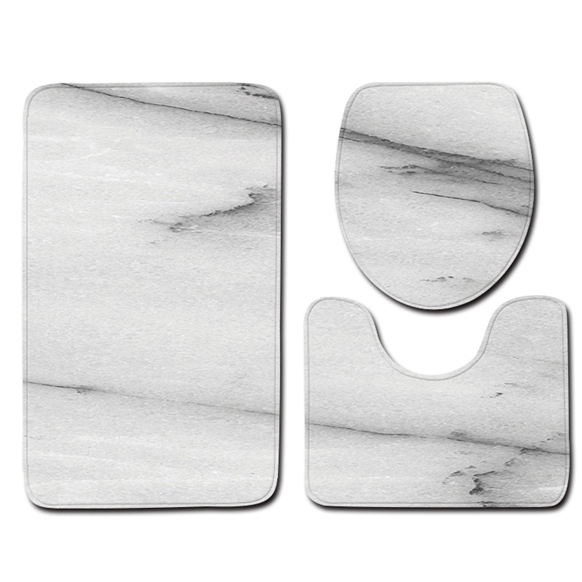 Fullvigor Three-piece Marble Toilet Set Anti-slip Floor Mat Door Pad Bathroom Carpet