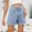 Light Blue, variant on Casual Denim Shorts Women Solid Cutoff Comfort Waist Slim with Pockets Button Shorts
