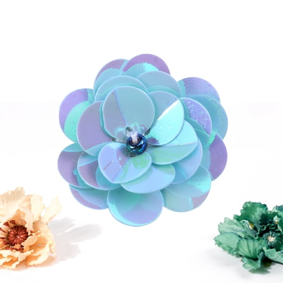 OFFIGAM Blue Flower Sequins for Craft Handmade Sewn Garment Accessories Perfect for Dress Shoe and Hair Embellishments