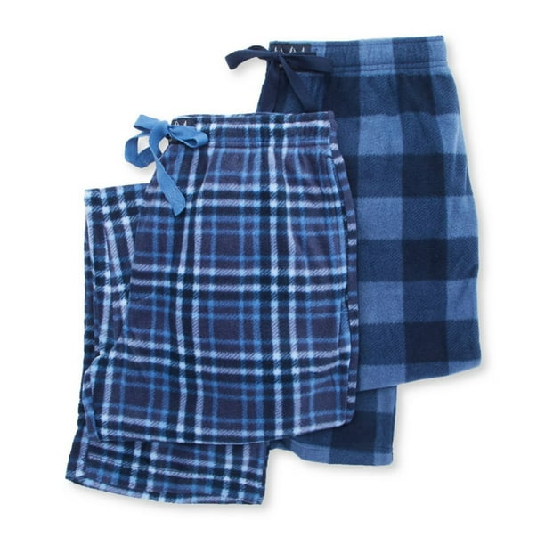 Men's Lucky 223LS18 Assorted Plaid Fleece Pajama Pant 2 Pack (Blue
