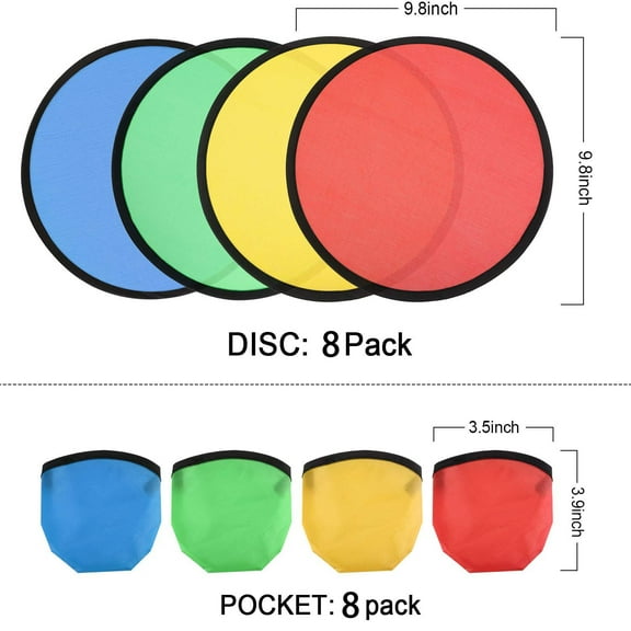 8 Pcs Foldable Flying Disc Fans Set Folding Pocket Toy Beach Summer Flying Disc for Fun Birthday Party Outdoor Activity Game