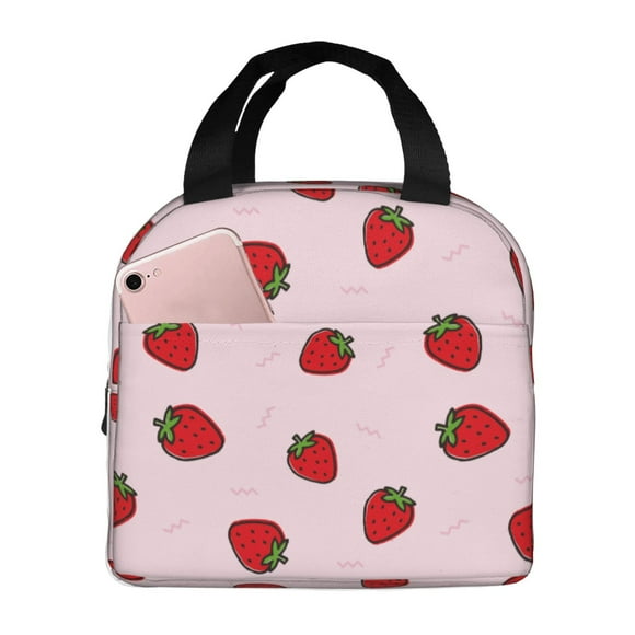 Easygdp Strawberry Bolsa Térmica Premium - Tela Oxford Impermeable, Gran Capacidad, Bolsillo Frontal, Unisex para Trabajo, Escuela, Actividades al Aire Libre y Picnics