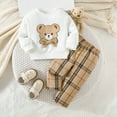 thumbnail image 2 of Ulanda Baby Boy Clothes Cute Bear Outfits Girl Shirt Tops Sweatshirt Toddler Sweat Pant Set Fall Winter Outfit (White, 9-12 Months), 2 of 9