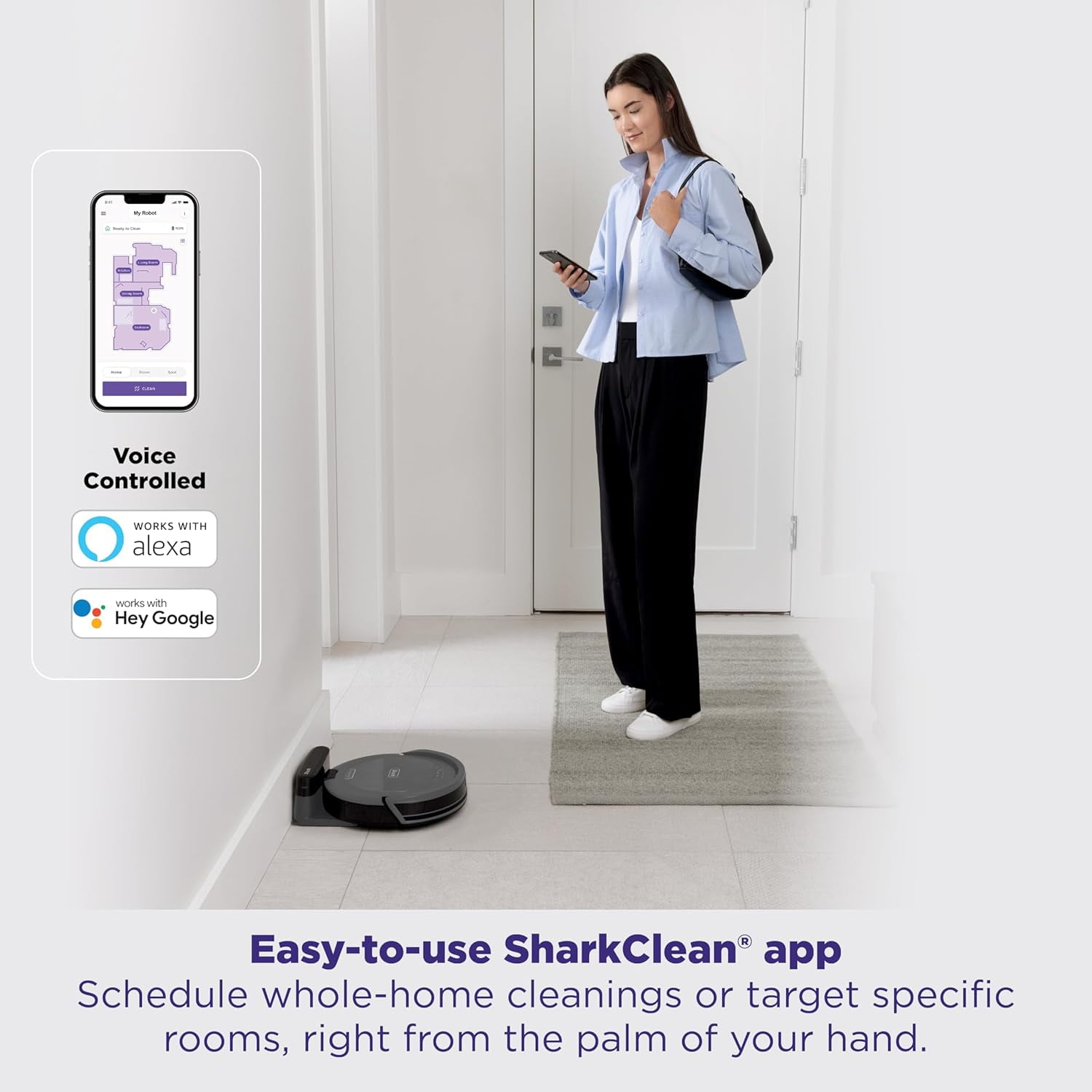 SHARK NAVIGATOR ROBOT VACUUM WITH SMARTPATH AND SELF-CLEANING, RV2110 - GREY