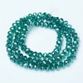 thumbnail image 2 of 1Strand Electroplate Glass Beads Strands Pearl Luster Plated Faceted Rondelle Dark Cyan 6x5mm Hole: 1mm about 85~88pcs/strand 16.1~16.5 inch(41~42cm), 2 of 3