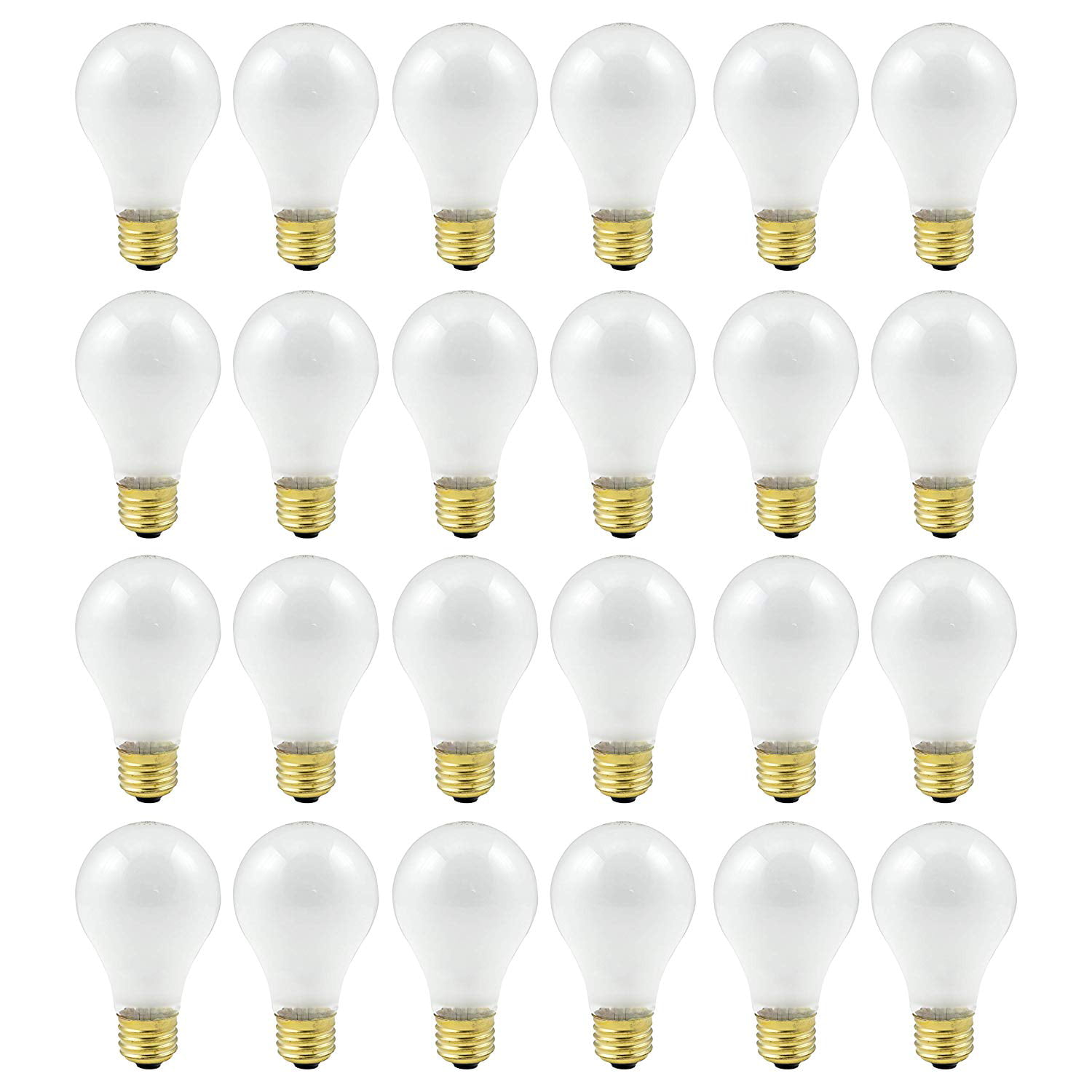 24 Pack by GoodBulb Frosted Medium Base 130 Volt Rough Service 6O Watt A19 Light Bulb Long Term Care Lighting 5000 Hour Incandescent