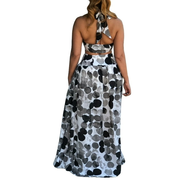 JHLZHS Robe de Collation des Grades Robe pour Femmes Robe Portefeuille à Pois Style Vacances d'Été Ensemble Deux Pièces Robe Bohème Robes Formelles pour Femmes