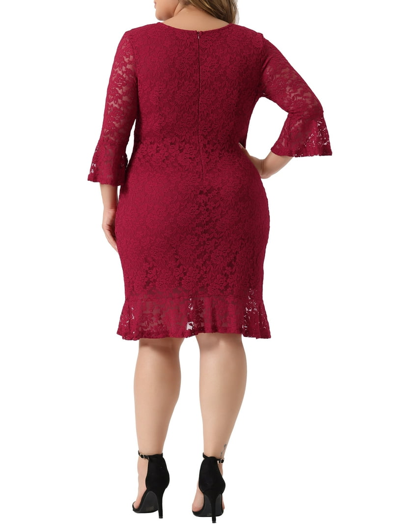 Agnes Orinda Women's Plus Size Formal Dresses Engagement V Neck Fla Sleeve Ruffle Hem Lace Cocktail Bodycon Dress 4X Burgundy - Walmart.com Agnes Orinda Women's Plus Size Formal Dresses Engagement V Neck Fla Sleeve Ruffle Hem Lace Cocktail Bodycon Dress 4X Burgundy - Walmart.com