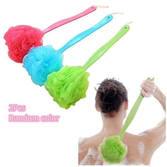 2Pcs Exfoliating Loofah with Long Handle, Back Scrubber for Shower, Shower Loofah, Bath Back Scrub