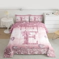 thumbnail image 2 of Homewish Bling Bowknot Monogrammed Bedding Comforter Set, Romantic Initial E Letter Twin Comforter Sets, Dreamy Princess Style Reversible Bedding Set, Breathable Home Decor, 2pcs, 2 of 8