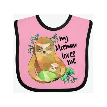 

Inktastic My Meemaw Loves Me Cute Sloth and Baby Gift Baby Boy or Baby Girl Bib