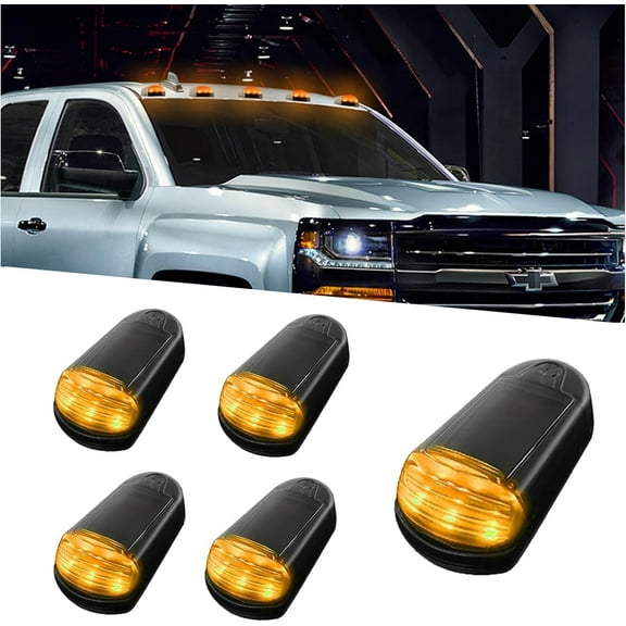 New Upgraded Solar Powered Cab Lights,Wireless Cab Lights for Truck, Waterproof No Drill Cab Lights,Car Roof Marker Lights with Vibration Sensor (Yellow light)