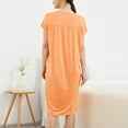thumbnail image 4 of Ohufall Plus Size Nightgowns for Women Casual Solid Round Neck Short Sleeve Nightshirt Loose Comfort Sleepwear with Chest Pads, 4 of 6