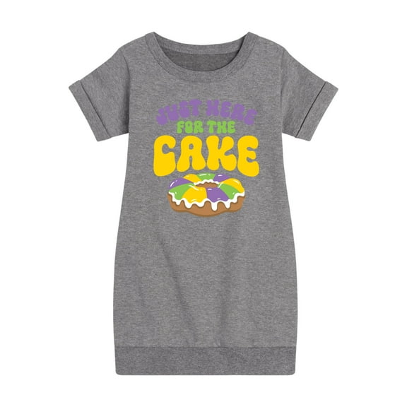 Instant Message - Mardi Gras Here For The Cake - Toddler & Youth Girls Fleece Dress