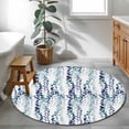 thumbnail image 4 of Blue Weeping Eucalyptus Round Area Rug 4ft, Spring Summer Farmhouse Leaves Washable Non-Slip Circle Rugs for Bedroom Living Room Kitchen, Soft Non Shedding Circle Carpet for Dining Room Dorm, 4 of 9