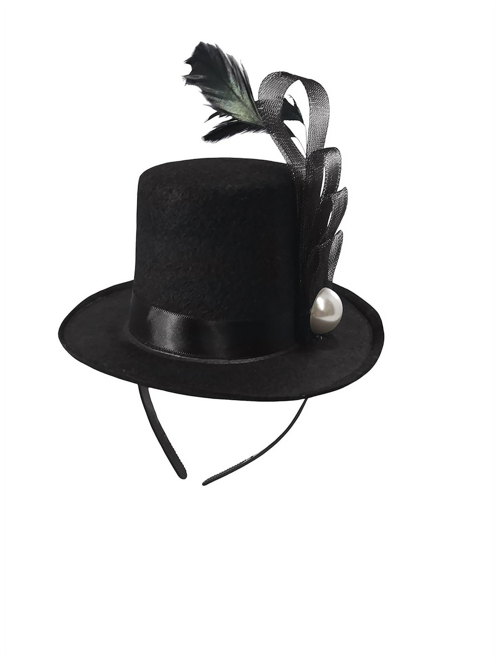 Top Hat Mini Black Sequin Top Hat With Headband Victorian Era Novelty Hat