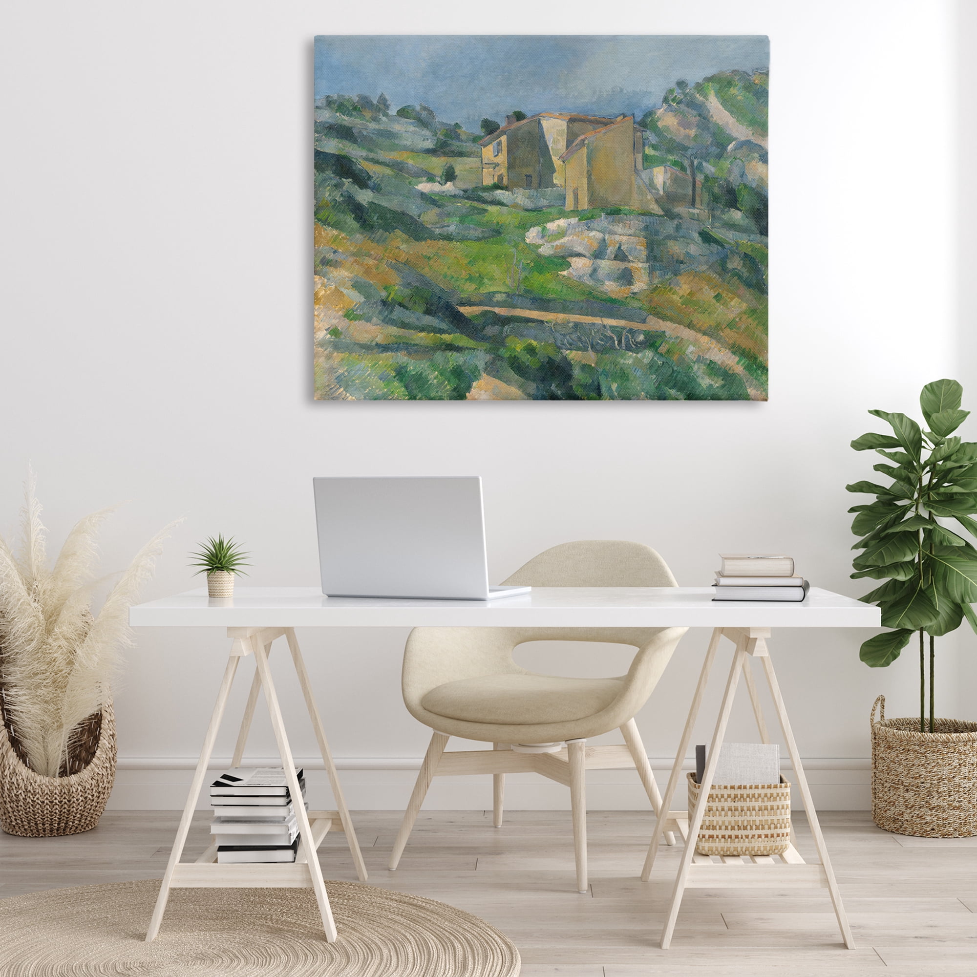 Stupell Industries Classic Cezanne Houses in Provence Landscape & Nature Painting Wrapped Canvas Art Print Wall Art, 48 x 36