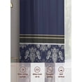 thumbnail image 6 of Boho Navy Blue Flower Sheer Curtains 96 Inch Length 2 Panels Set Window Treatments, Abstract Bohemia Pesley Floral Rod Pocket Semi Curtains for Living Room/Bedroom/Kitchen Décor, 104"W x 96"L, 6 of 7