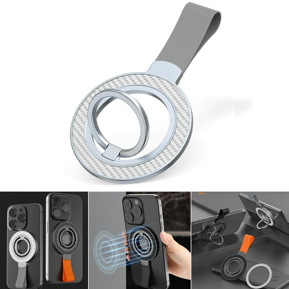 Magnetic Phone Ring Holder for MagSafe, Magnetic Cell Phone Grip Stand Ring Kickstand with Two-Sided Magnetic & 360° Rotating Finger Stand Compatible iPhone 16/15/14/13/12