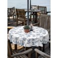 thumbnail image 2 of Outdoor Tablecloth with Umbrella Hole for Patio/Picnic/Party/Camping, Blue Leaves Waterproof Table Cloth Round Cover Washable, Summer Botanical Elegant Pastoral (Dia 60"), 2 of 8