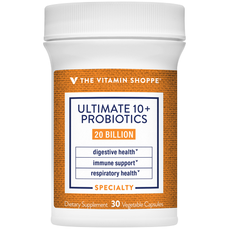 Ultimate 10+ Probiotics  20 Billion CFUs for Digestive Health  Immune Support and Respiratory Health (30 Vegetable Capsule) by the Vitamin Shoppe
