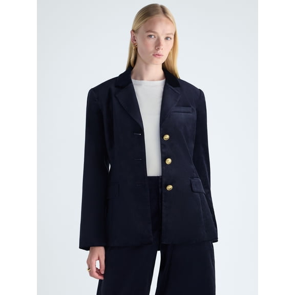 Free Assembly Women's and Women's Plus High Break Velvet Blazer, Sizes XS-4X