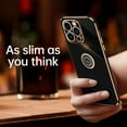 thumbnail image 2 of Compatible with iPhone 15 Pro Case Finger Ring Kickstand for Women Girls Rose Gold Edge Full Body Protection Plating Electroplate Case for iPhone 15 Pro, Black, 2 of 2