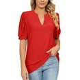 thumbnail image 2 of Womens Plus Size,Women V-Neck Hollow Out Recreational Short Sleeve Tops, 2 of 7