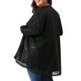 thumbnail image 4 of DARING DIVA Women's Plus Sequin Long Sleeve Open Front Outerwear Coat 3X Black, 4 of 6