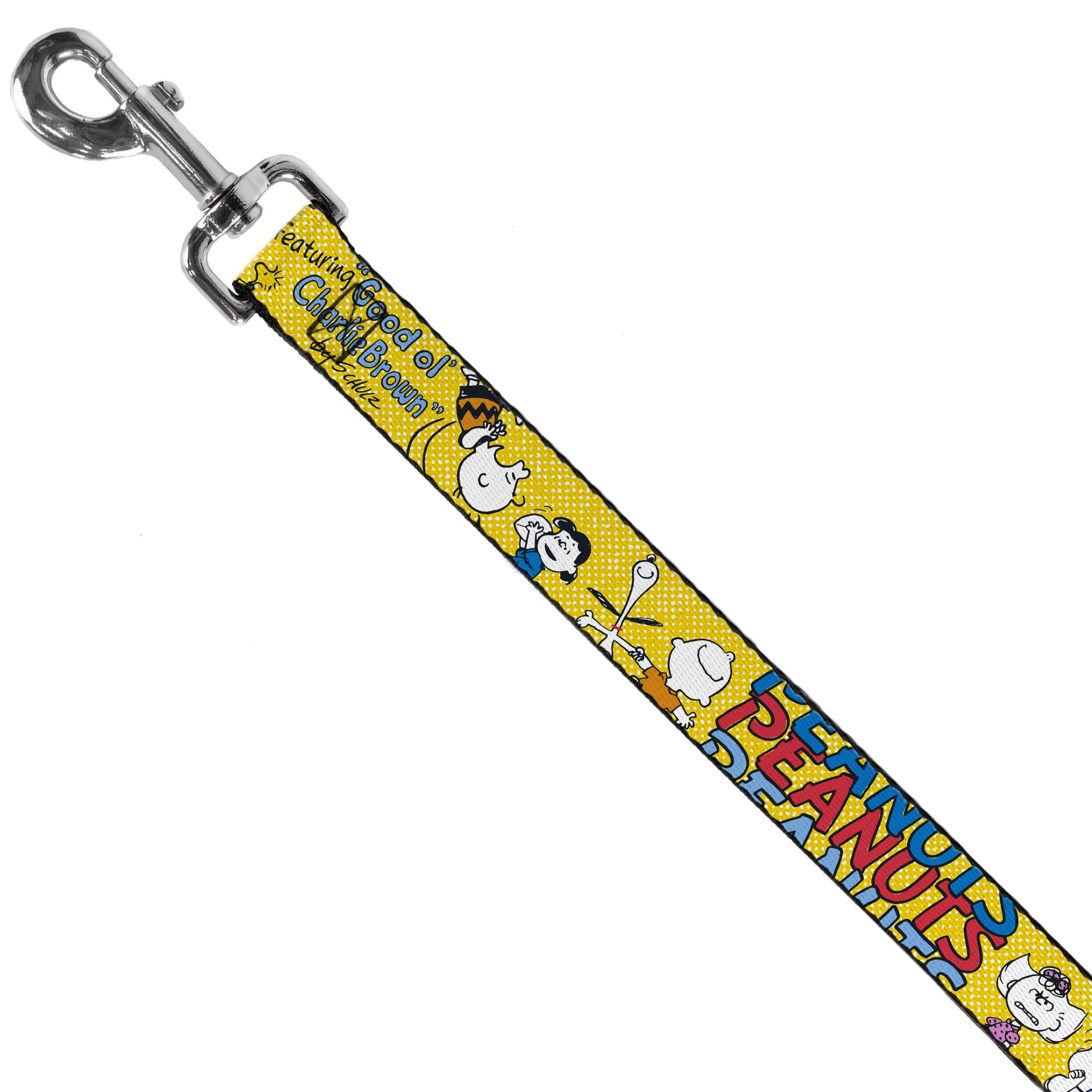 Peanuts Worldwide LLC Pet Leash, Dog Leash, Peanuts Gang Featuring Good Ol Charlie Brown Poses Yellow, 6 Feet Long 1.0 Inch Wide