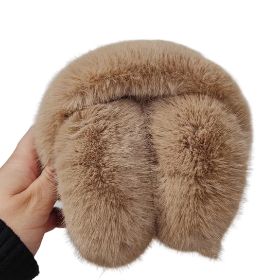 Fusipu Solid Color Elastic Non-slip Cute Unisex Earmuffs Winter Soft Thickened Plush Headband Ear Warmer