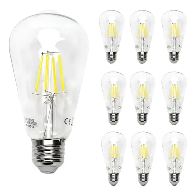 Lampara Foco Vintage Led Ahorrador St64 E27 6w 10pcs
