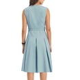 thumbnail image 3 of INSPIRE CHIC Robe Sans Manches pour Femme à Fermeture Éclair, Ceinturée, Coupe Ajustée et Évasée, Robe Midi pour le Travail, m Gris Bleu, 3 of 6