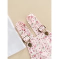 thumbnail image 5 of DcoolMoogl Toddler Baby Girl Overalls Romper Outfit Kids Fly Sleeve Tops T-Shirt + Floral Suspender Pocket Shorts Clothes Set Pink 4-5 Years, 5 of 7