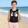 thumbnail image 5 of Boys Cartoon Face Graphic Tank Top Sleeveless Crewneck Black Soft 95 Polyester 5 Spandex Summer Clothes Sizes 110-170,Size 8 T, 5 of 6