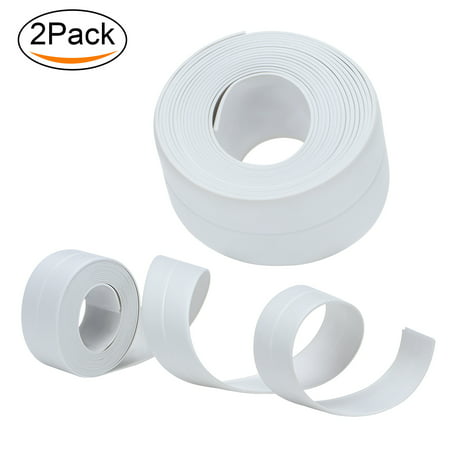 TKOOFN 2 Pack Waterproof Mildewproof Caulk Strip Tap for Kitchen Bathroom Seams, 38mm x (Best Caulk For Insulation)