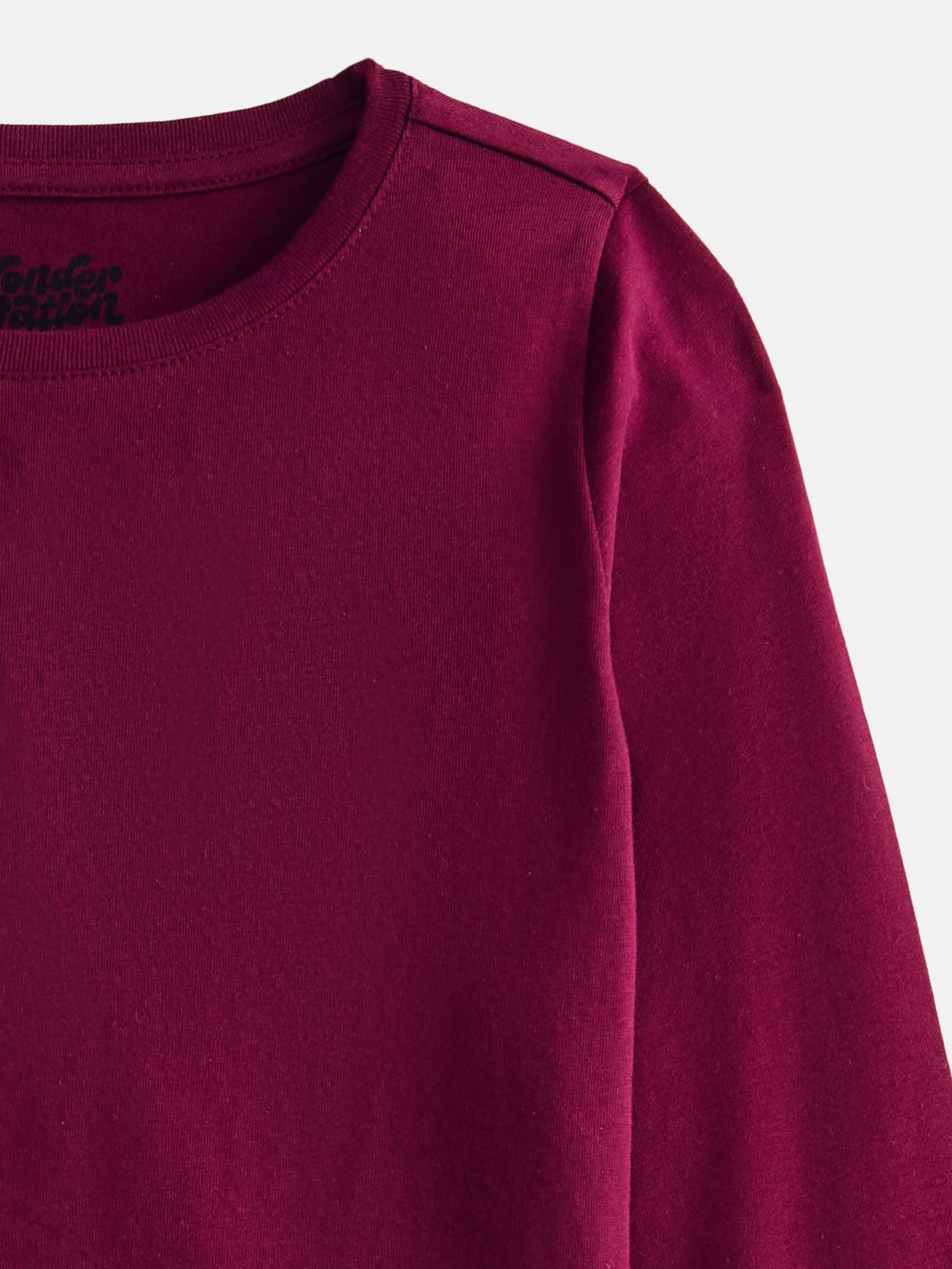 Wonder Nation Girls Kid Tough Tee with Long Sleeves, Sizes 4-18 & Plus