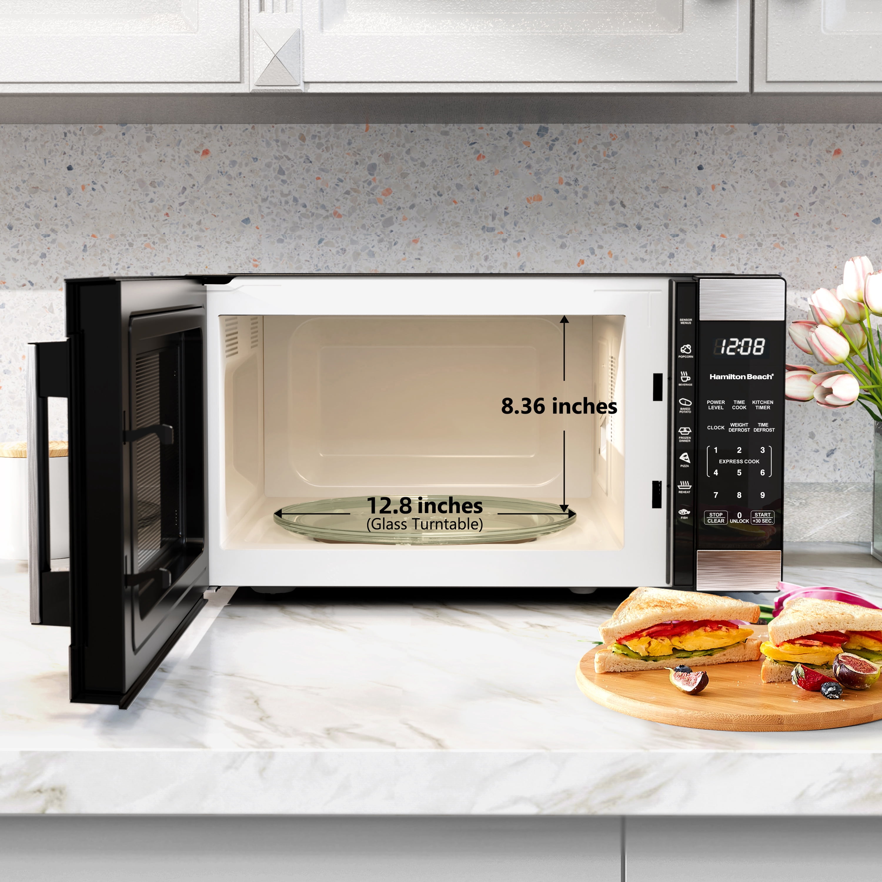 Hamilton Beach 1.6 Cu ft Sensor Cook Countertop Microwave Oven in Stainless Steel, New