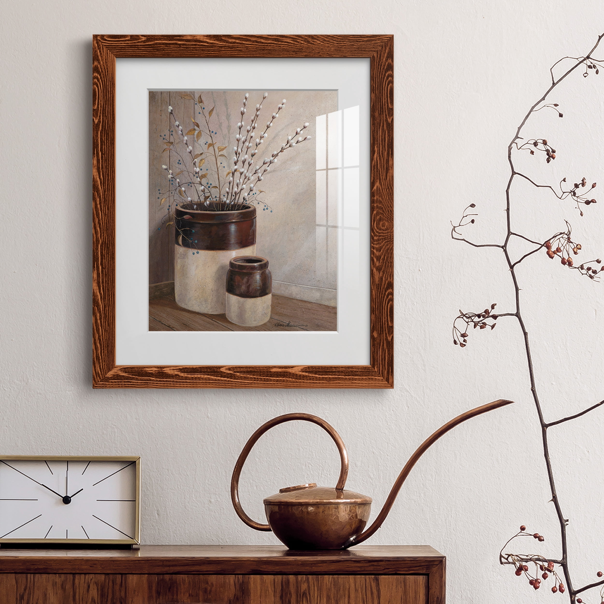 Pussywillows & Spring - Premium Framed Print - Ready to Hang - 17 x 20 - Maple Frame